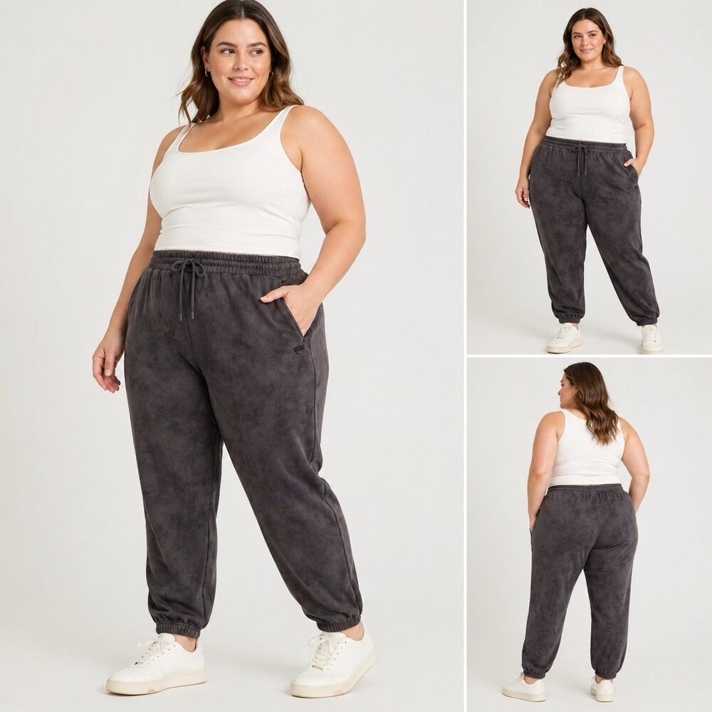 Fabletics Cozy Fleece Go-To Sweatpants 3X Charcoal Gray Joggers NWT Pockets